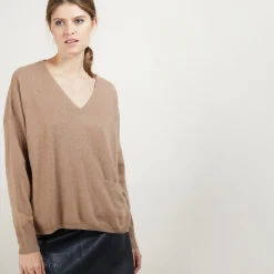 Maison Montagut Pull Court Col V En Cachemire Avec Poches - Balba><noscript><img width=