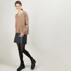 Maison Montagut Pull Court Col V En Cachemire Avec Poches - Balba><noscript><img width=