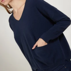 Maison Montagut Pull Court Col V En Cachemire Avec Poches - Balba><noscript><img width=