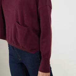 Maison Montagut Pull Court Col V En Cachemire Avec Poches - Balba><noscript><img width=