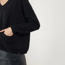 Maison Montagut Pull Court Col V En Cachemire Avec Poches - Balba><noscript><img width=