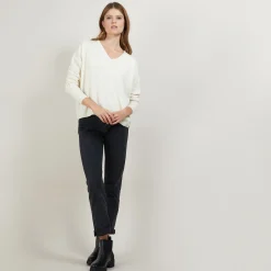 Maison Montagut Pull Court Col V En Cachemire Avec Poches - Balba><noscript><img width=