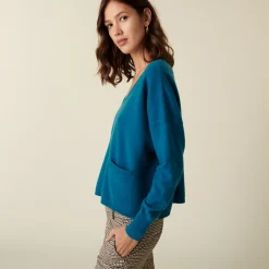 Maison Montagut Pull Court Col V En Cachemire Avec Poches - Balba><noscript><img width=