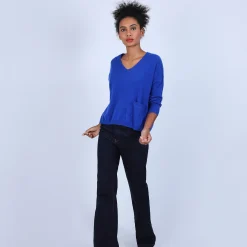 Maison Montagut Pull Court Col V En Cachemire Avec Poches - Balba><noscript><img width=