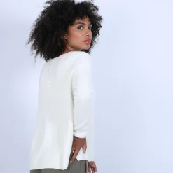 Maison Montagut Pull En Cachemire A Col Rond Boutons Dos - Becky><noscript><img width=