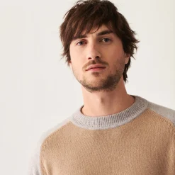 Maison Montagut Pull En Cachemire Bicolore Manches Raglan - Amalfi>Homme Pulls