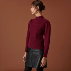 Maison Montagut Pull En Cachemire Col Montant En Maille Cotelee - Carene><noscript><img width=