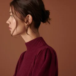 Maison Montagut Pull En Cachemire Col Montant En Maille Cotelee - Carene><noscript><img width=