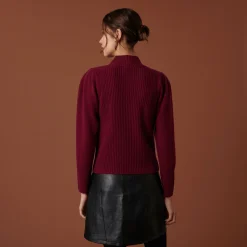 Maison Montagut Pull En Cachemire Col Montant En Maille Cotelee - Carene><noscript><img width=
