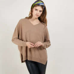 Maison Montagut Pull En Cachemire Col V Avec Fentes - Brendao><noscript><img width=