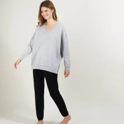 Maison Montagut Pull En Cachemire Col V Avec Fentes - Brendao><noscript><img width=