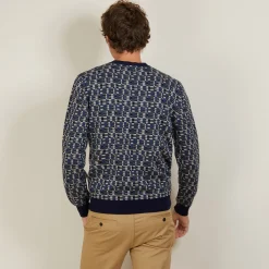 Maison Montagut Pull Graphique En Coton Et Laine - Lorenzo><noscript><img width=