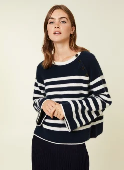 Maison Montagut Pull Mariniere En Cachemire A Manches Ample - Gaelle><noscript><img width=