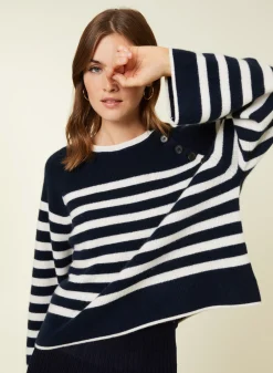 Maison Montagut Pull Mariniere En Cachemire A Manches Ample - Gaelle><noscript><img width=