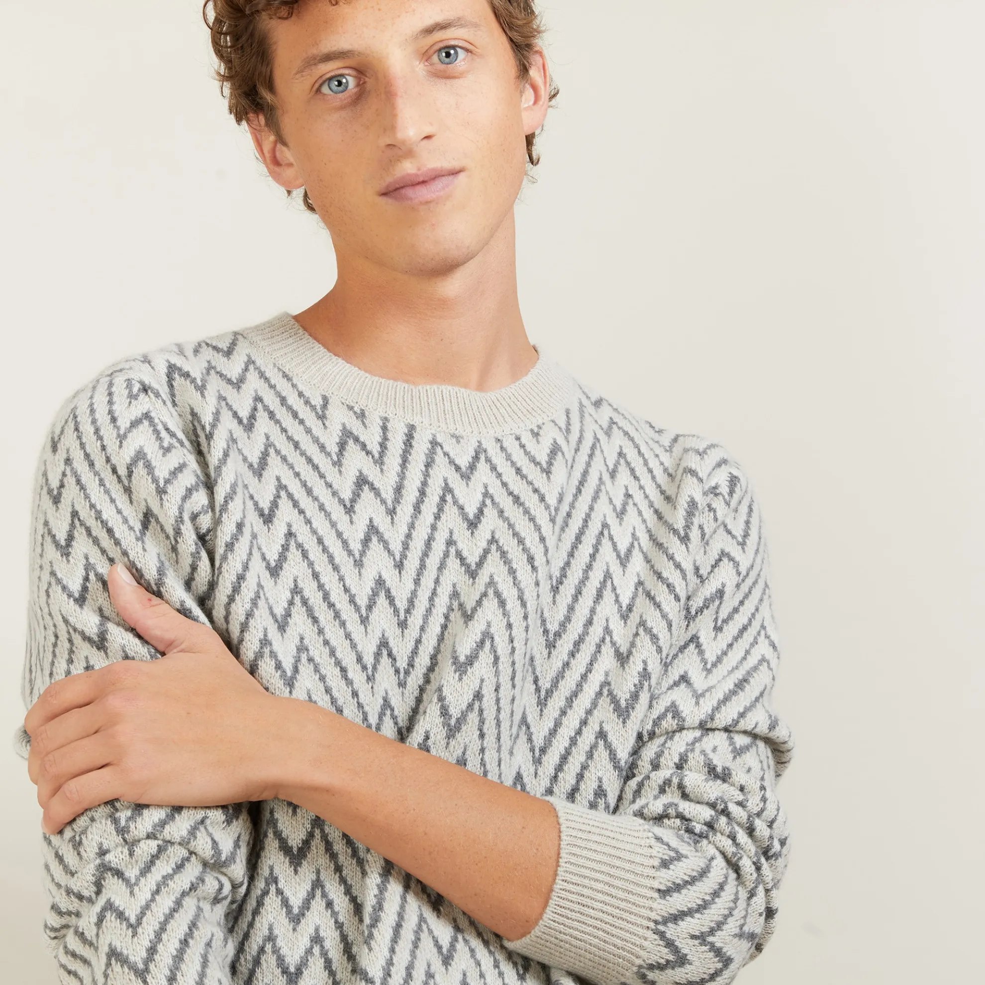 Maison Montagut Pull Motifs Chevrons En Laine Et Alpaga - Luka>Homme Pulls