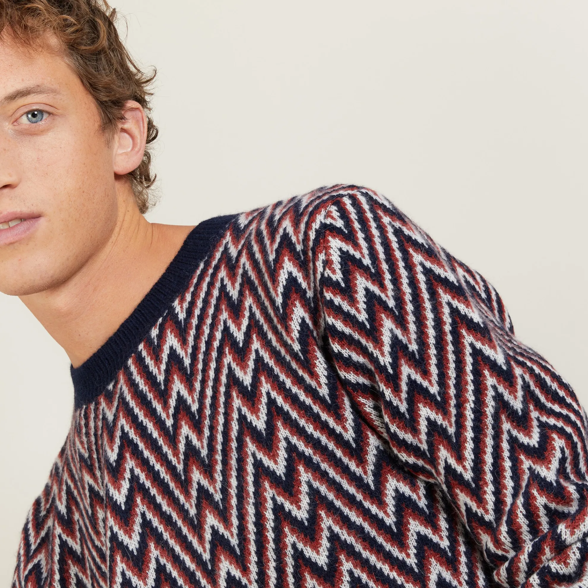 Maison Montagut Pull Motifs Chevrons En Laine Et Alpaga - Luka>Homme Pulls
