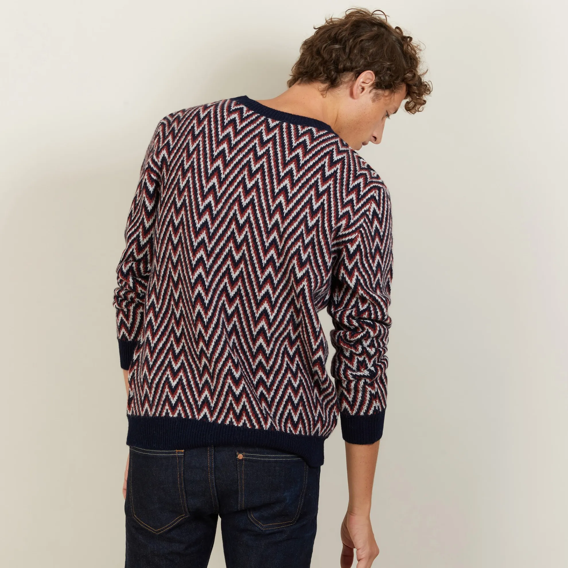 Maison Montagut Pull Motifs Chevrons En Laine Et Alpaga - Luka>Homme Pulls