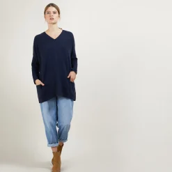 Maison Montagut Pull Oversize Col V En Cachemire Boutonne Dos - Binta>Femme Pulls