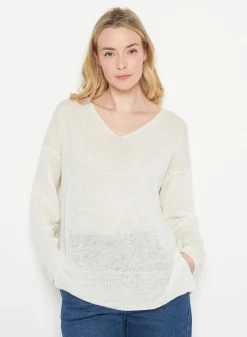 Maison Montagut Pull Oversize Col V En Lin - Tiphaine><noscript><img width=