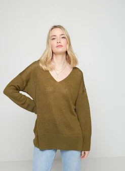 Maison Montagut Pull Oversize Col V En Lin - Tiphaine><noscript><img width=