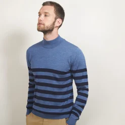 Maison Montagut Pull Raye Col Montant En Laine - Lazar>Homme Pulls