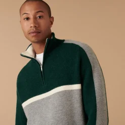 Maison Montagut Pull Tricolore Col Camionneur En Laine Alpaga - Augustin>Homme Pulls