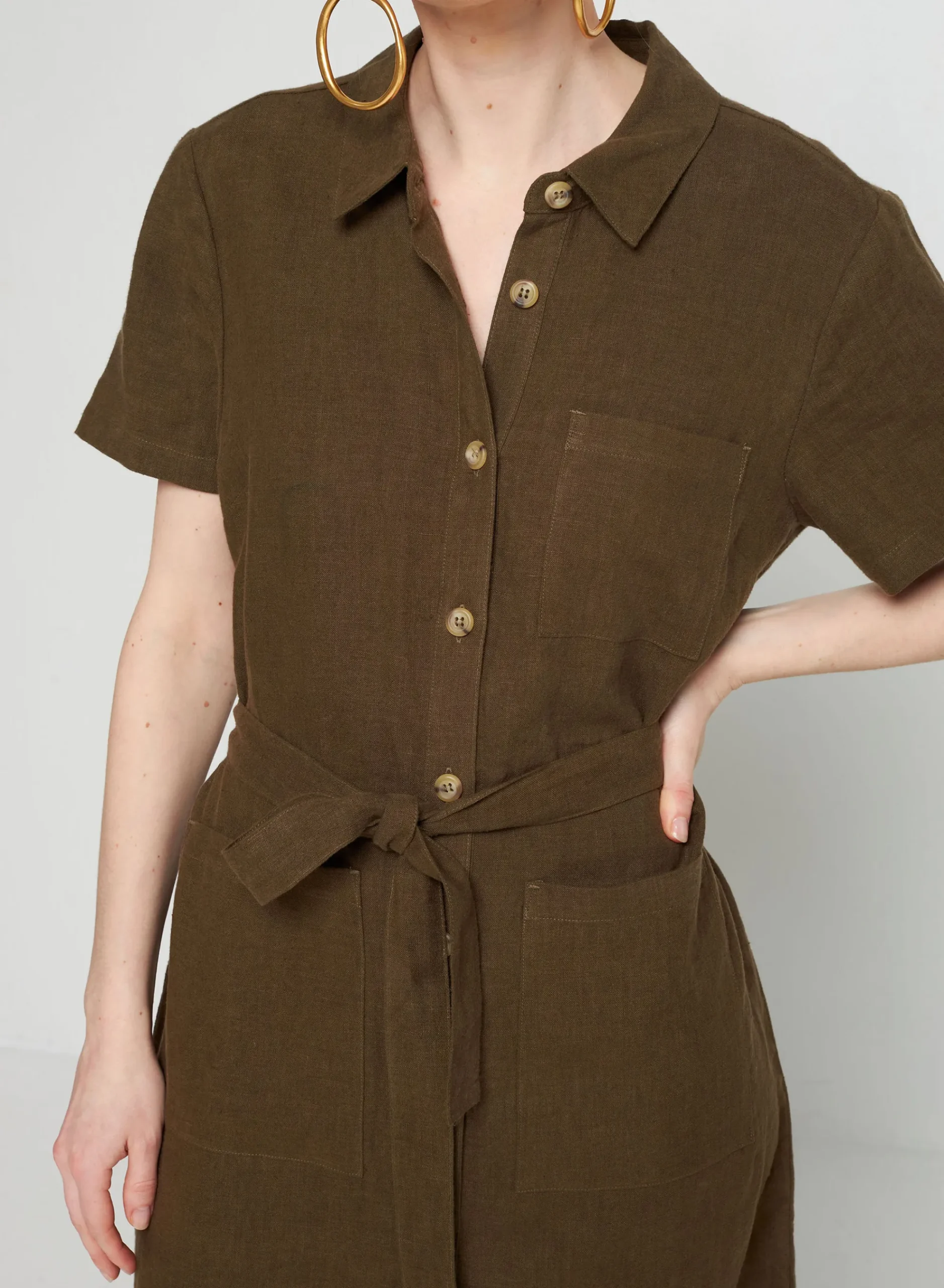 Maison Montagut Robe Chemise Manches Courtes En Lin - Tori>Femme Robes