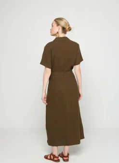 Maison Montagut Robe Chemise Manches Courtes En Lin - Tori><noscript><img width=