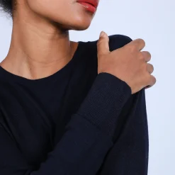 Maison Montagut Robe Col Rond En Laine Merinos - Blanche><noscript><img width=