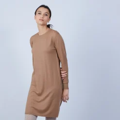 Maison Montagut Robe Col Rond En Laine Merinos - Blanche><noscript><img width=