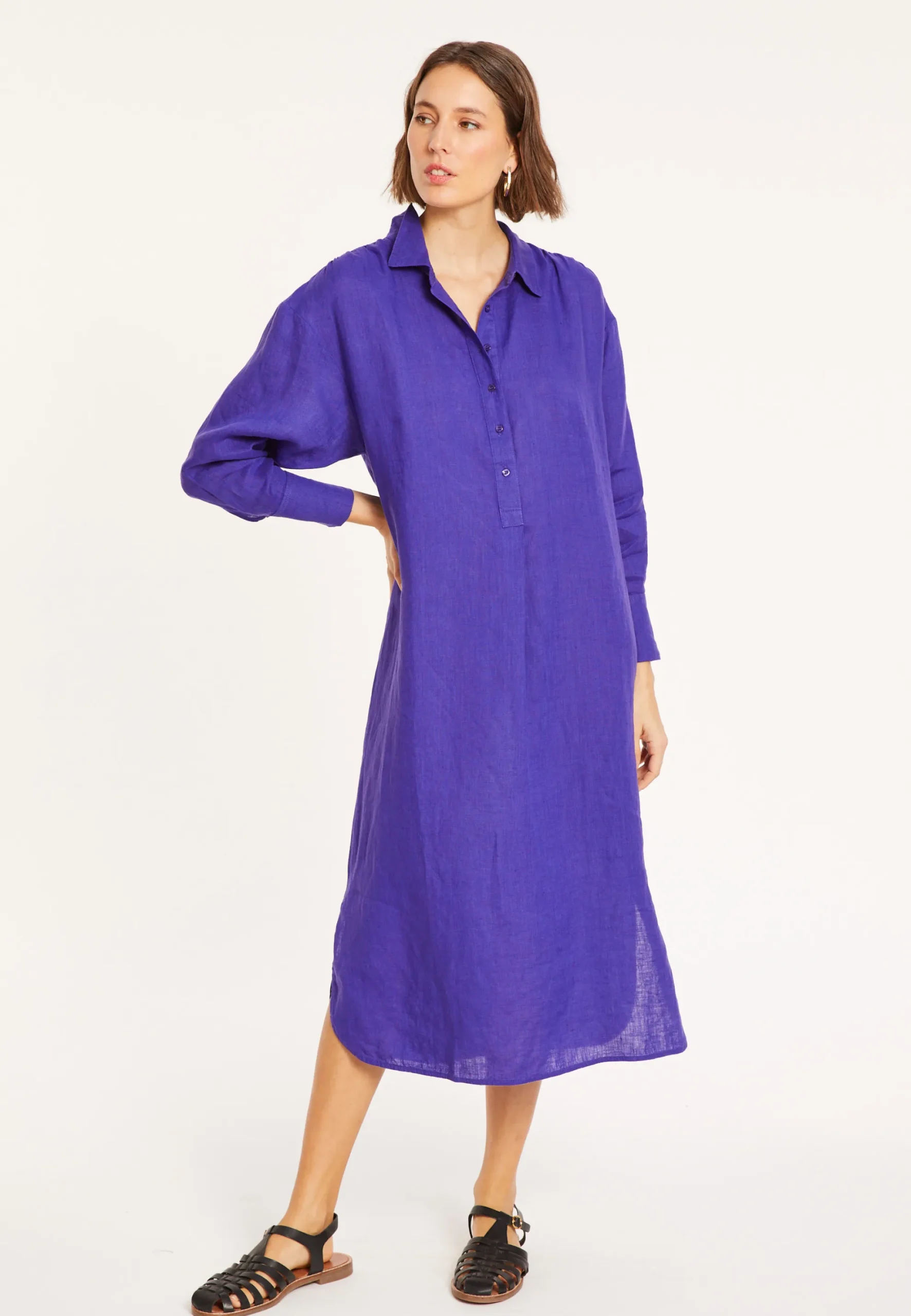 Maison Montagut Robe Longue Col Polo En Lin - Valerie>Femme Robes