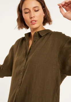 Maison Montagut Robe Longue Col Polo En Lin - Valerie><noscript><img width=