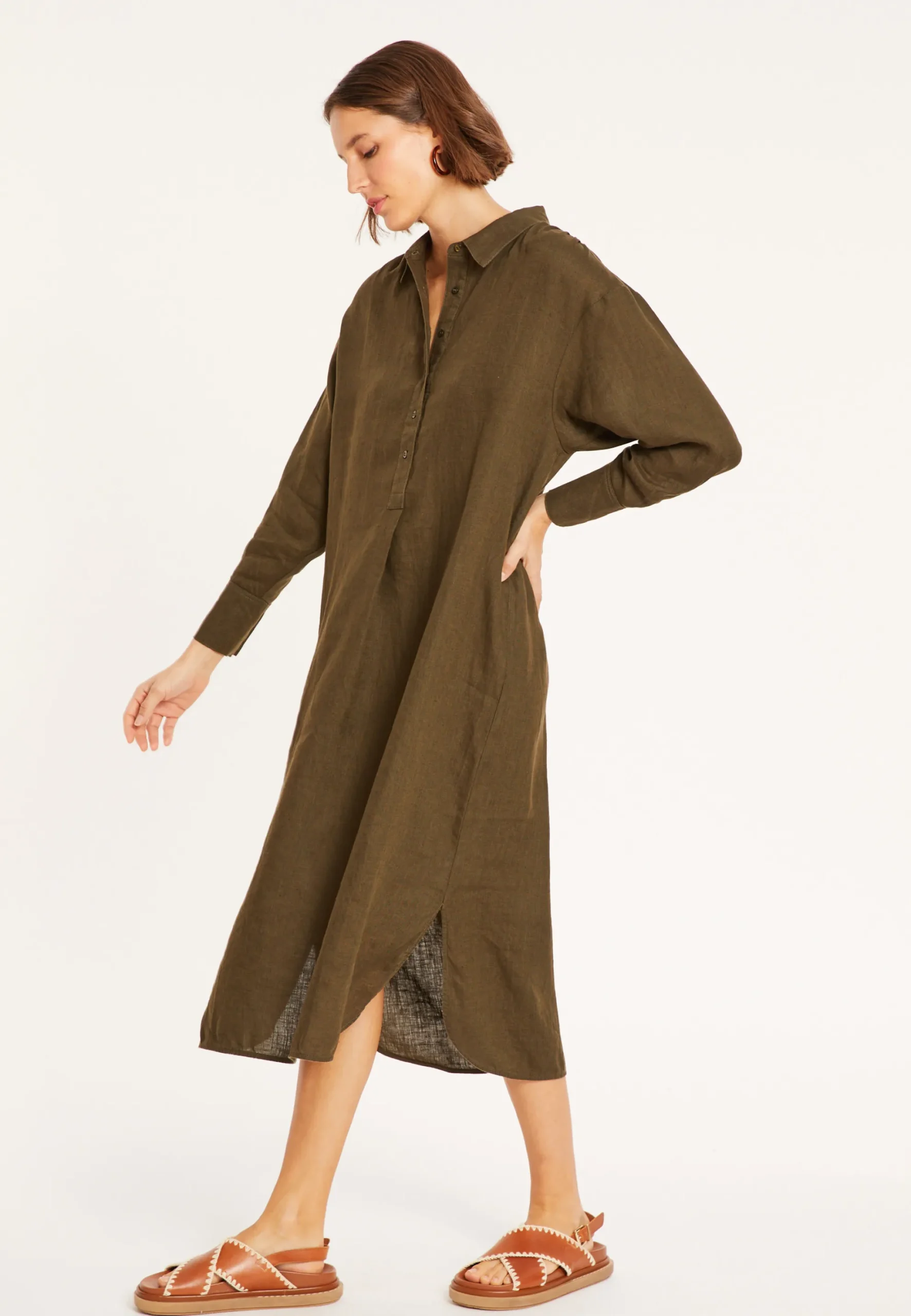 Maison Montagut Robe Longue Col Polo En Lin - Valerie>Femme Robes