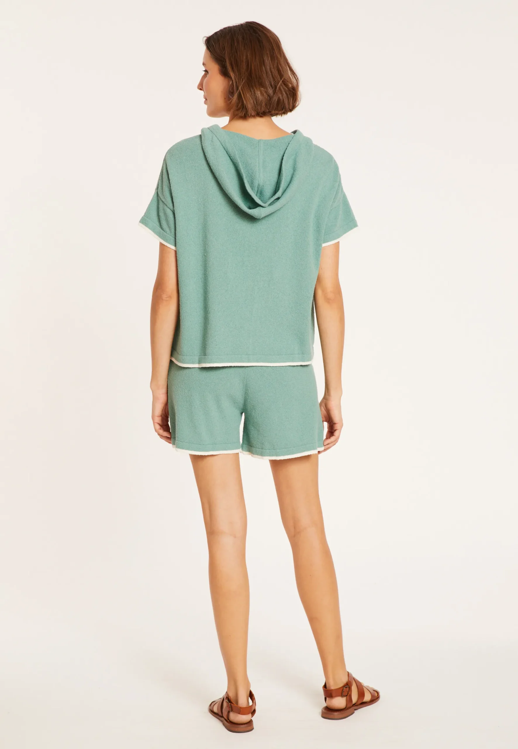 Maison Montagut Sweat Zippe Manches Courtes En Coton Brosse - Mackenzie>Femme Pulls