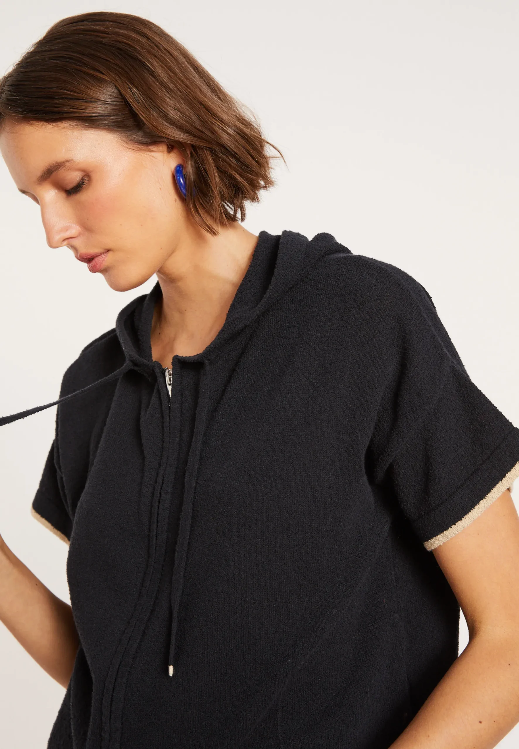 Maison Montagut Sweat Zippe Manches Courtes En Coton Brosse - Mackenzie>Femme Pulls