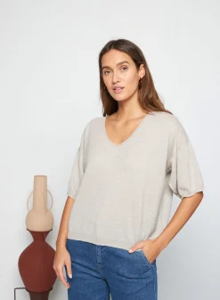 Maison Montagut T-Shirt A Manches Coudes En Cachemire Light - Solange><noscript><img width=