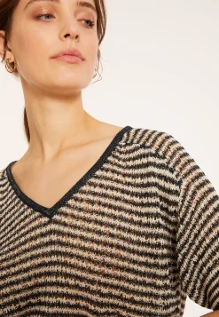 Maison Montagut T-Shirt Ajoure En Lin Col V - Marguerite><noscript><img width=