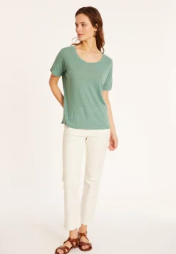 Maison Montagut T-Shirt Ample Col Rond En Lin Flamme - Pavot><noscript><img width=