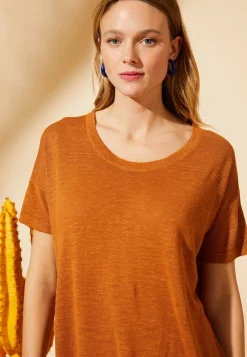 Maison Montagut T-Shirt Ample Col Rond En Lin Flamme - Pavot><noscript><img width=