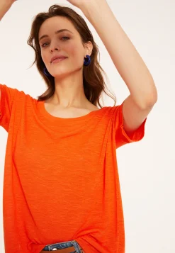 Maison Montagut T-Shirt Ample Col Rond En Lin Flamme - Pavot><noscript><img width=