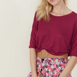 Maison Montagut T-Shirt Ample Col Rond En Lin Flamme - Mairena><noscript><img width=