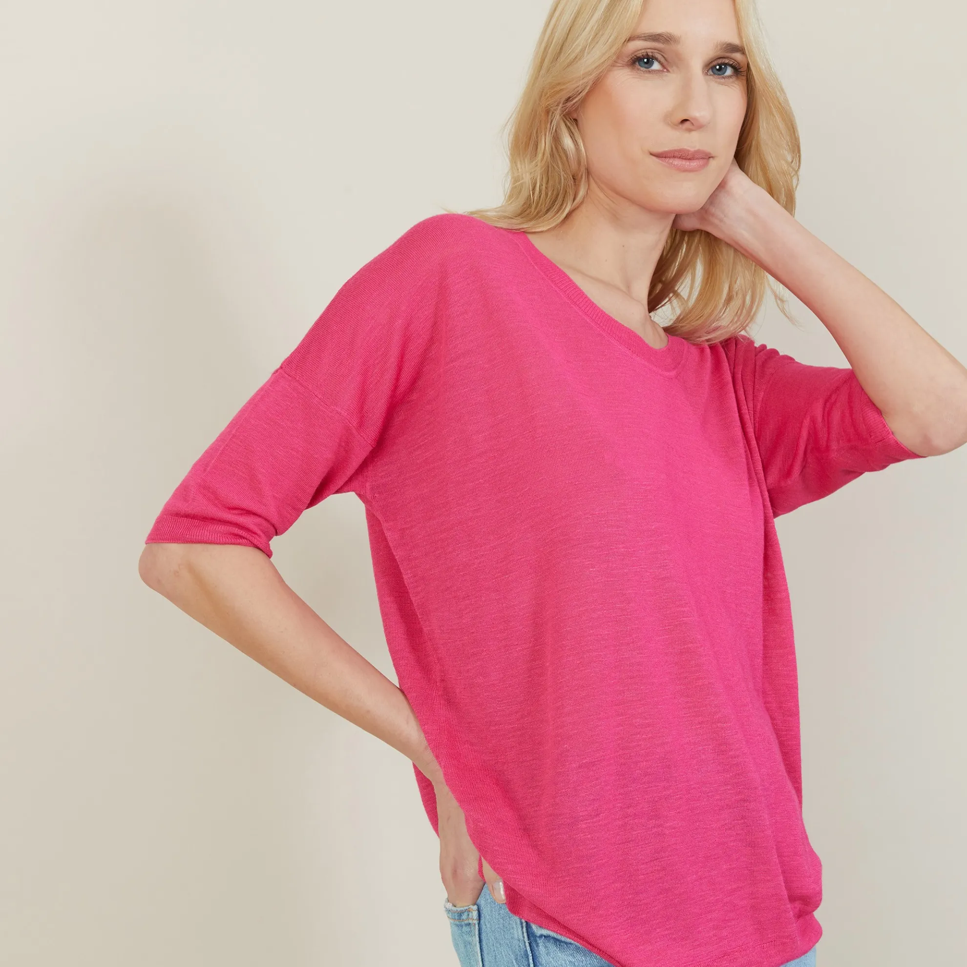 Maison Montagut T-Shirt Ample Col Rond En Lin Flamme - Mairena>Femme T-Shirts