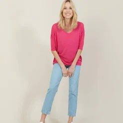 Maison Montagut T-Shirt Ample Col Rond En Lin Flamme - Mairena><noscript><img width=