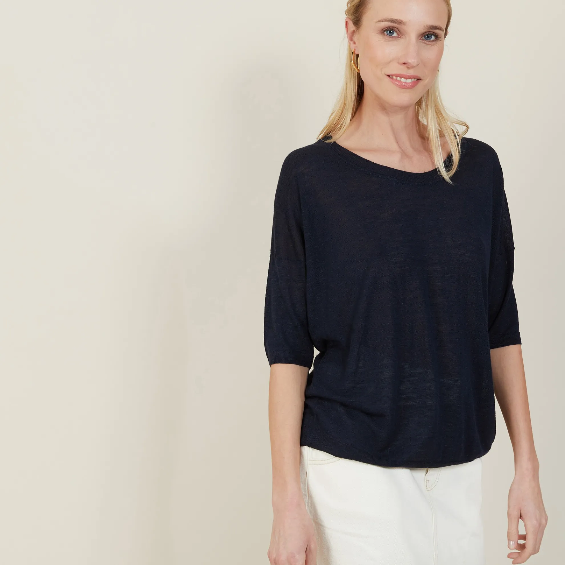 Maison Montagut T-Shirt Ample Col Rond En Lin Flamme - Mairena>Femme T-Shirts