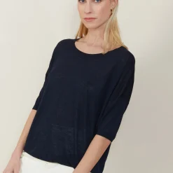 Maison Montagut T-Shirt Ample Col Rond En Lin Flamme - Mairena><noscript><img width=