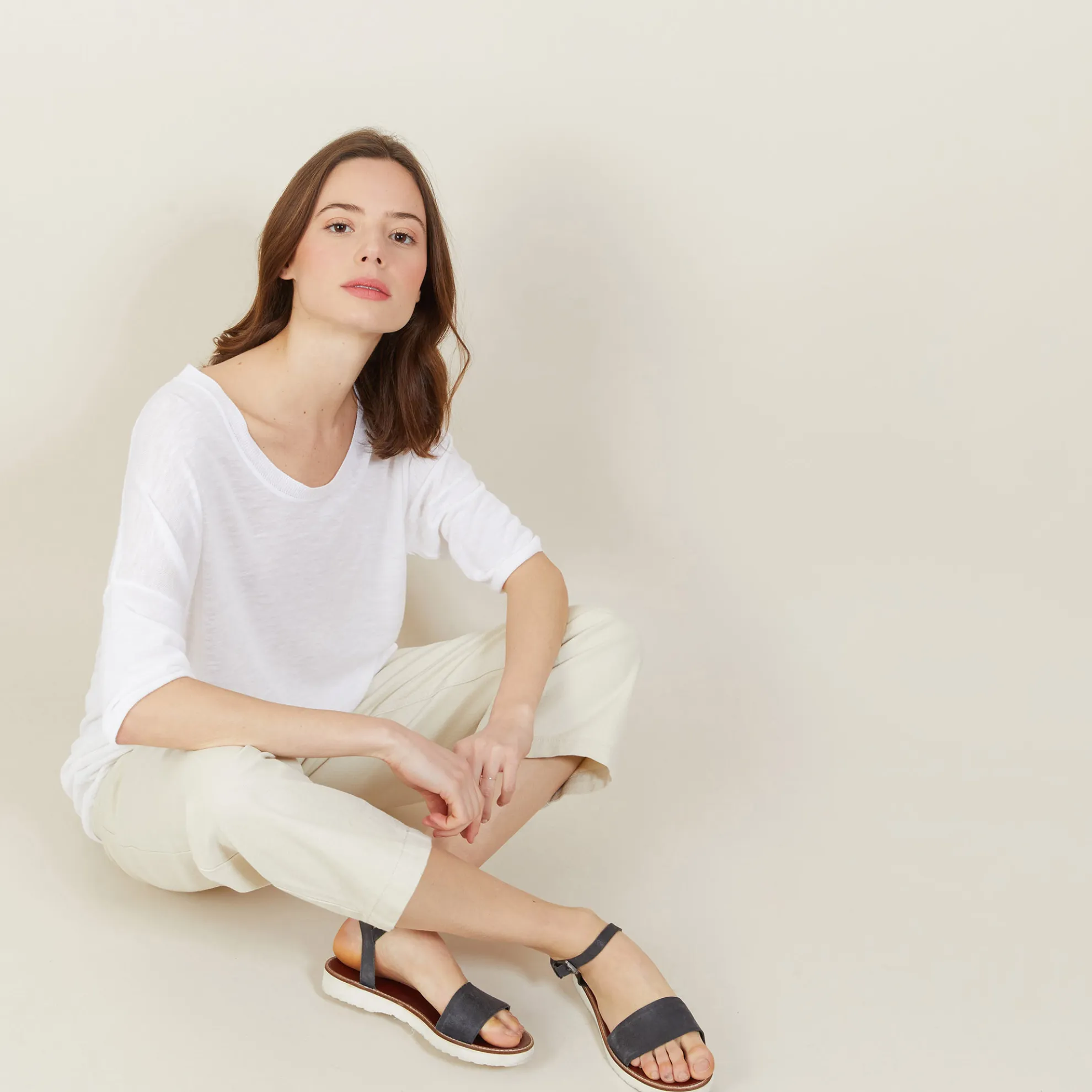 Maison Montagut T-Shirt Ample Col Rond En Lin Flamme - Mairena>Femme T-Shirts