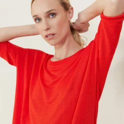 Maison Montagut T-Shirt Ample Col Rond En Lin Flamme - Mairena><noscript><img width=