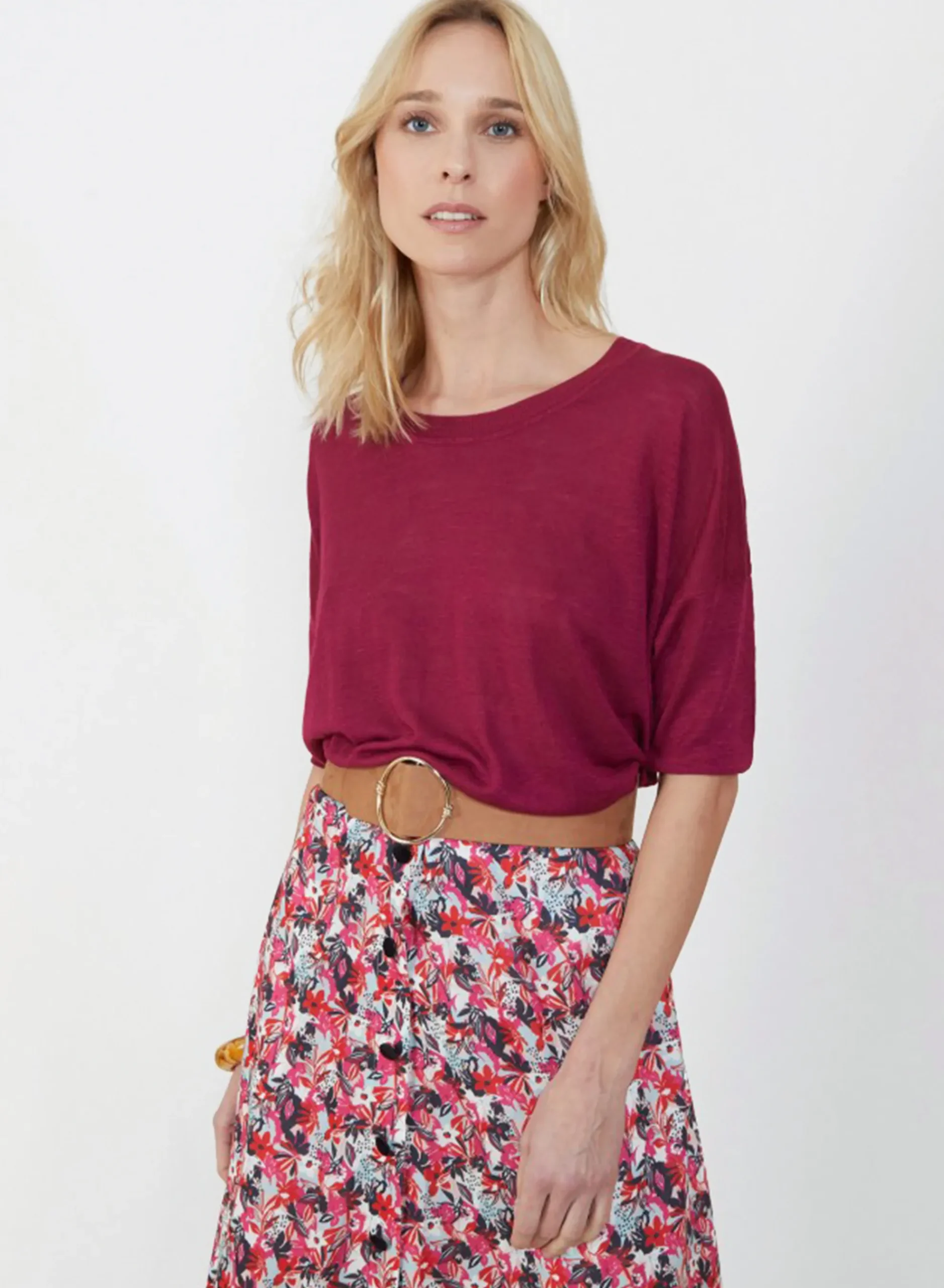 Maison Montagut T-Shirt Ample Col Rond En Lin Flamme - Mairena>Femme T-Shirts