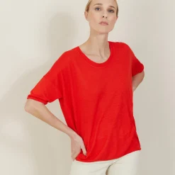 Maison Montagut T-Shirt Ample Col Rond En Lin Flamme - Mairena><noscript><img width=