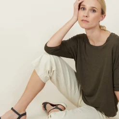 Maison Montagut T-Shirt Ample Col Rond En Lin Flamme - Mairena><noscript><img width=